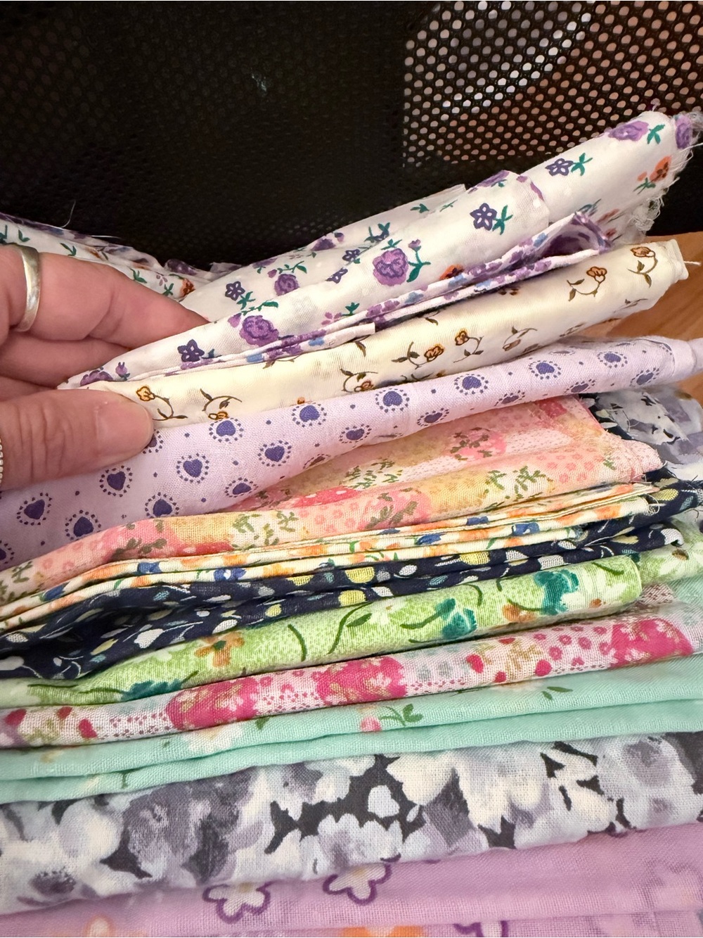 Assorted Floral Fabric Bundle in Purple and Pastel Shades